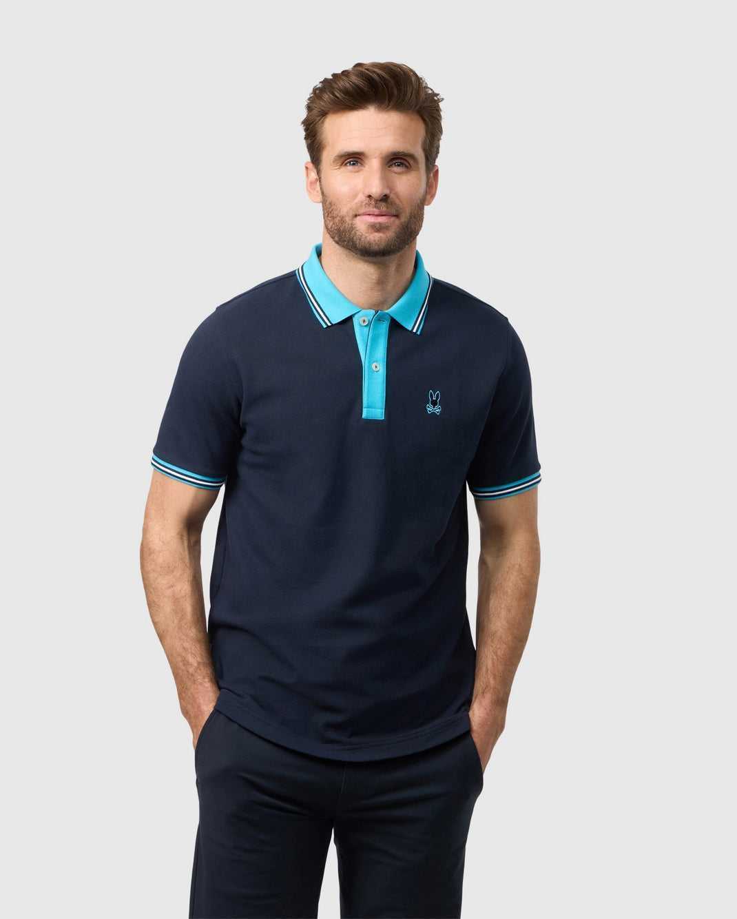 Polos Psycho Bunny Salina Pique Polo Shirt Bleu Marine Homme | LYQ-65295620